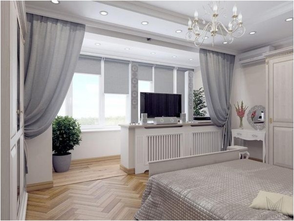 Какое дизайнерское решение будет подходящим для гостиной комнаты с балконным блоком.