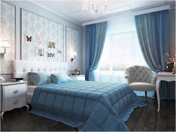 Спальня в голубых тонах