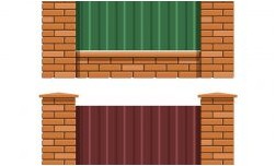 Заборы и ограждения из профнастила 100 фото